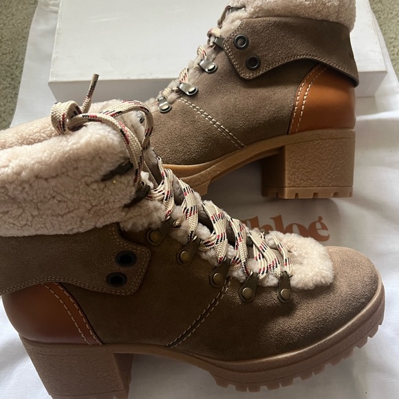 See by Chloe Crosta/ Eileen Genuine Shearling Trimmed 2" Heel Boot MSRP $535 - Picture 3 of 8